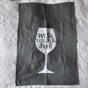 Gray Tea Towel with Wine Glass Design Made in Hamburg